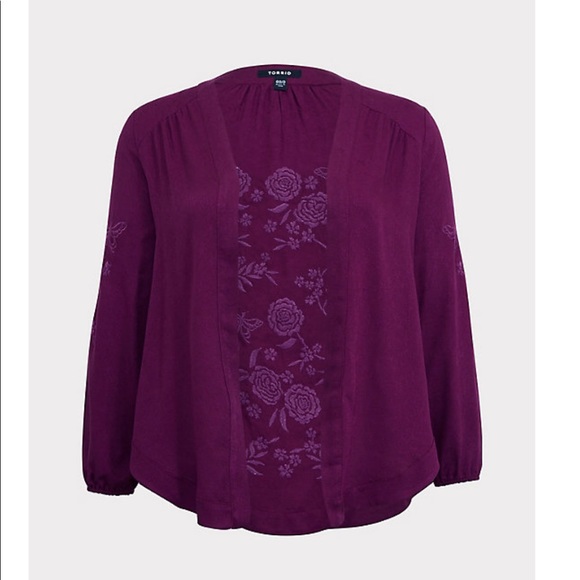 Torrid Purple Jacquard Kimono 3/4 - Picture 4 of 4